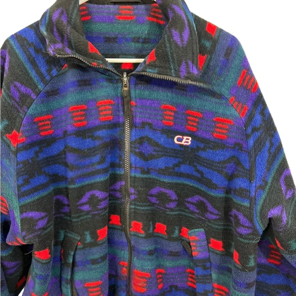 Cb Sports Aztec Fleece Full Zip Up Multi Color Southwest Lined - Picture 11 of 14
